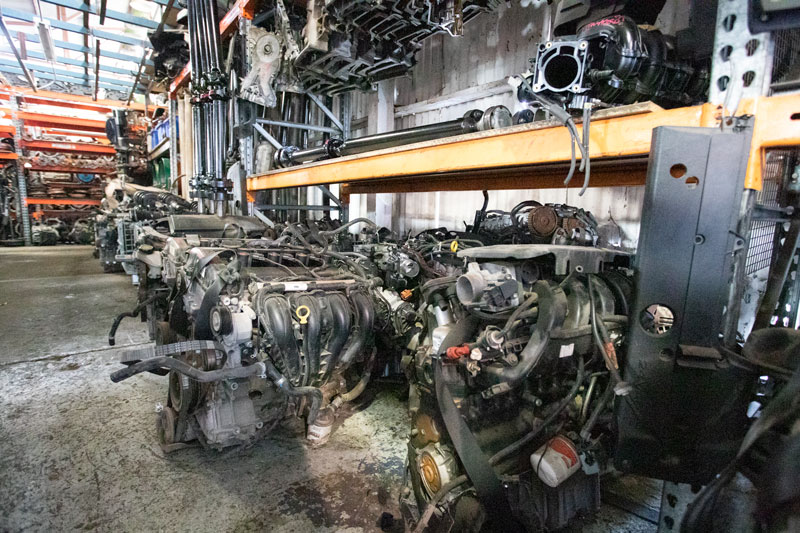 Ford engines in stock at Wales Car Parts yard